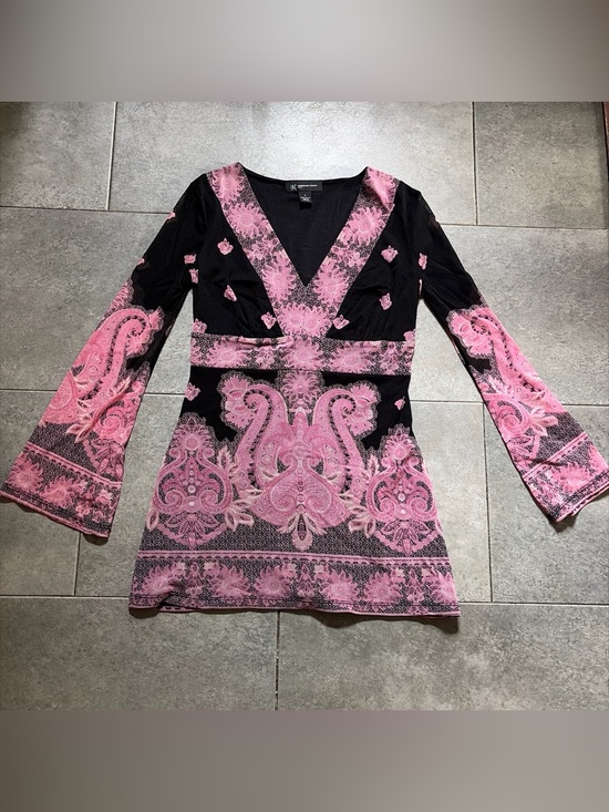 INC International Concepts Tops - INC International Concepts Black and Pink Paisley V-Neck Long Sleeve Blouse